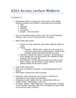 K201 Access Lecture Midterm Study Guide 
