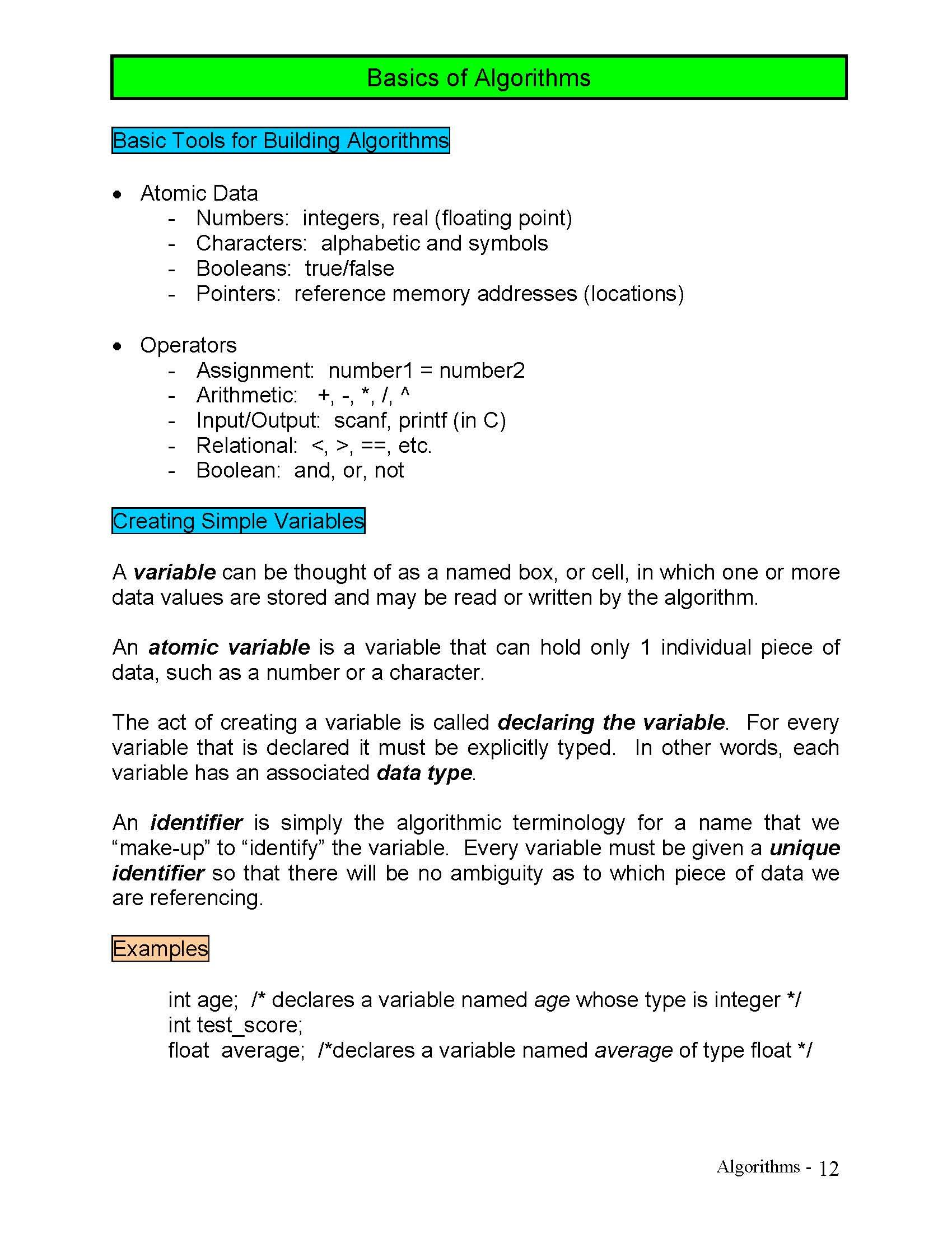 Honors Computer Science I
