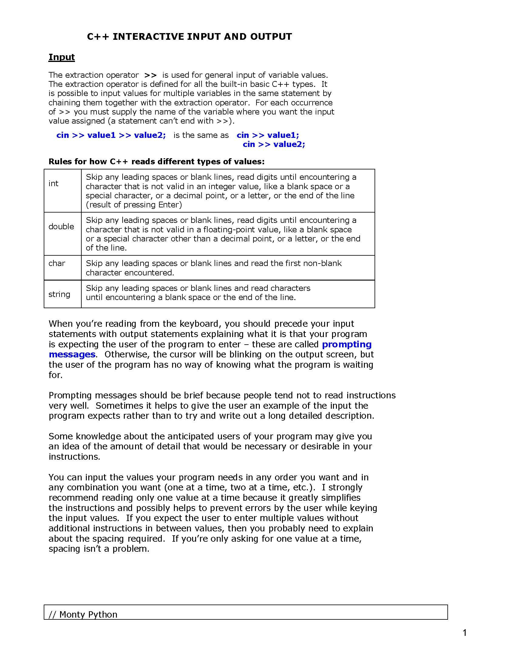 Programming Fundamentals I