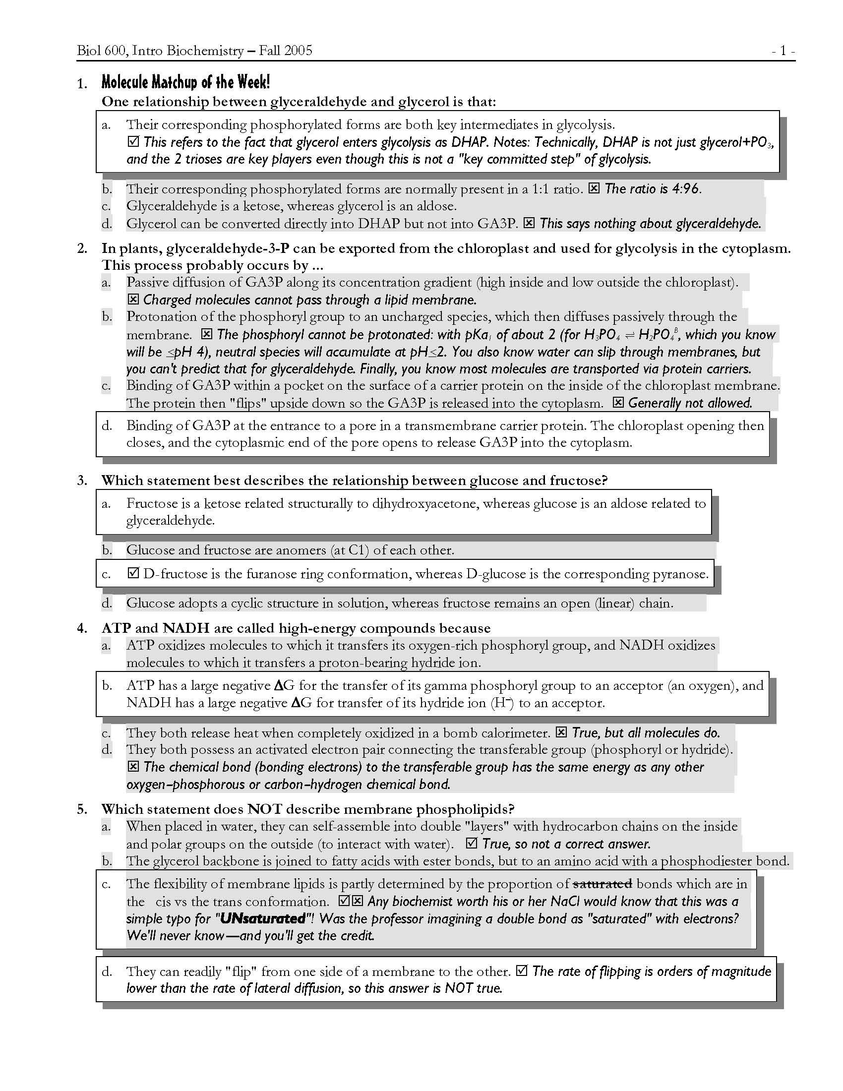 Introd Biochemistry, Lectures