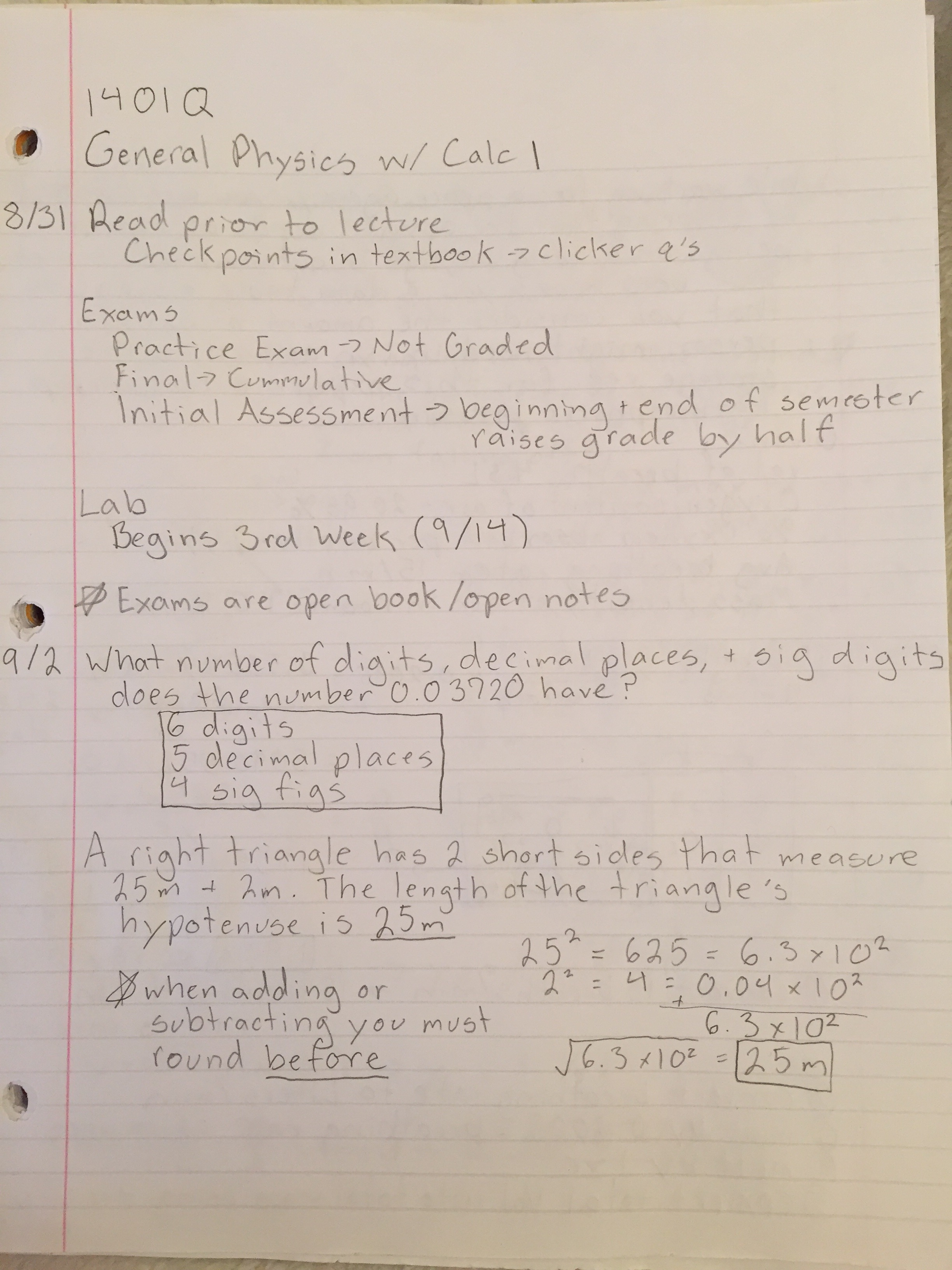 Week 1 Lecture Notes - Physics 1401Q