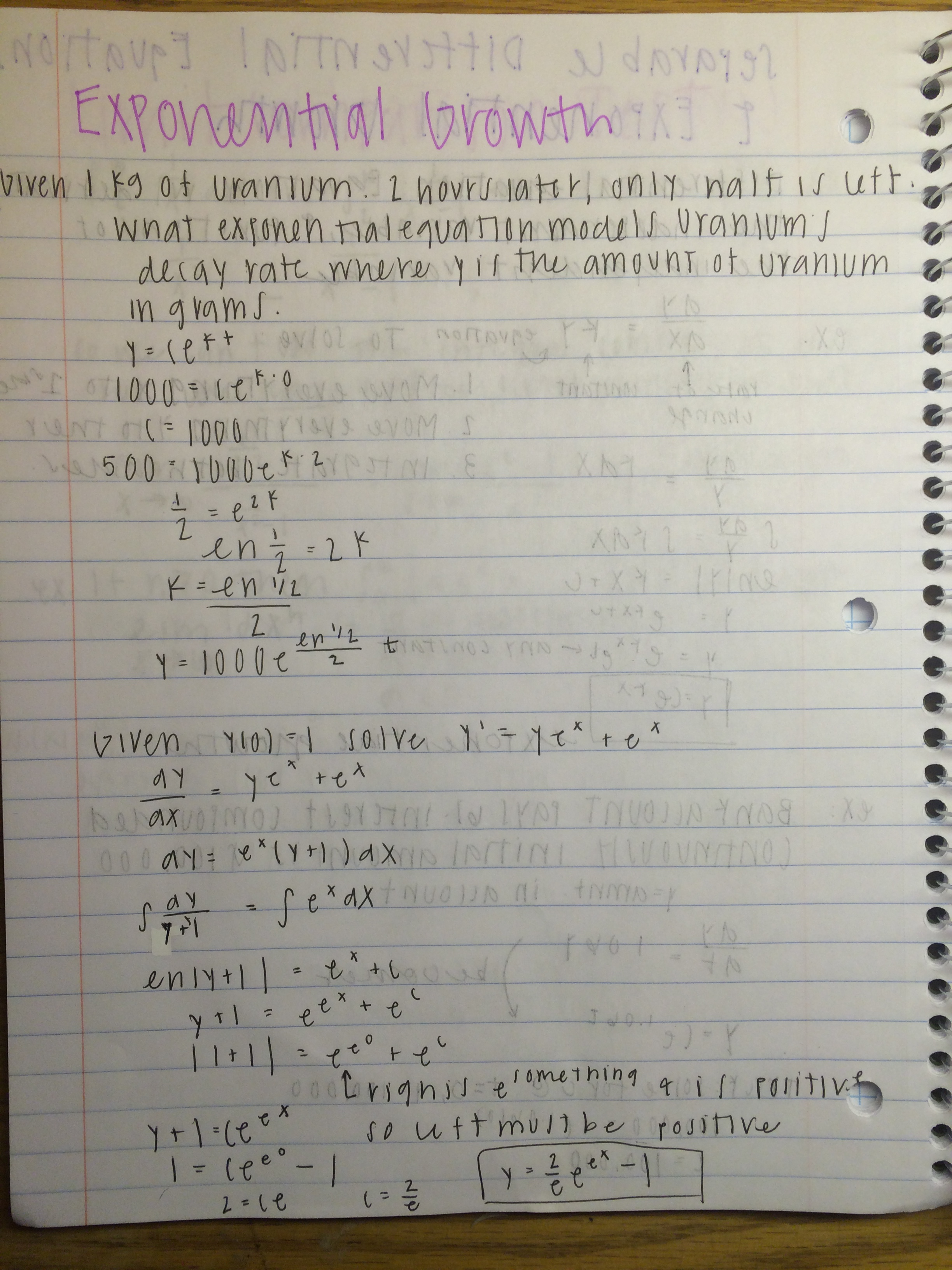 Exponential Growth & Slope Fields