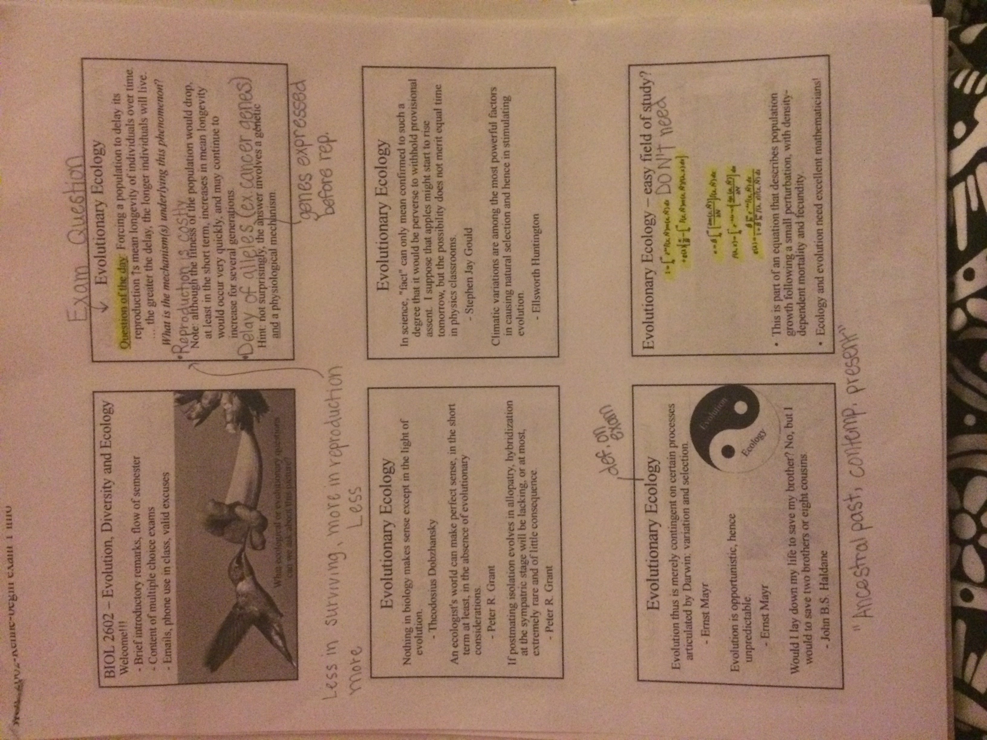 Study Packet for Biology Midterm 