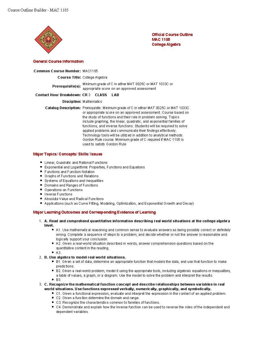 College Algebra LinC