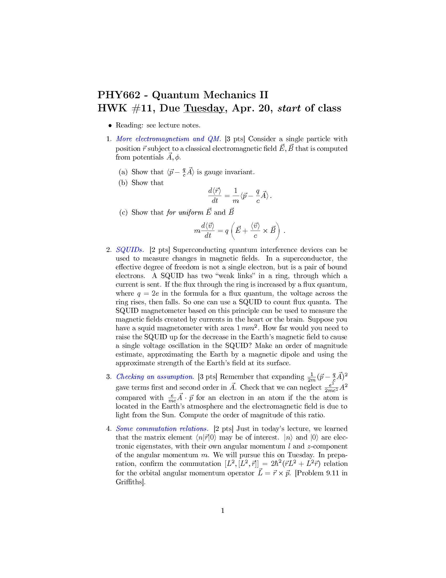 Quantum Mechanics II