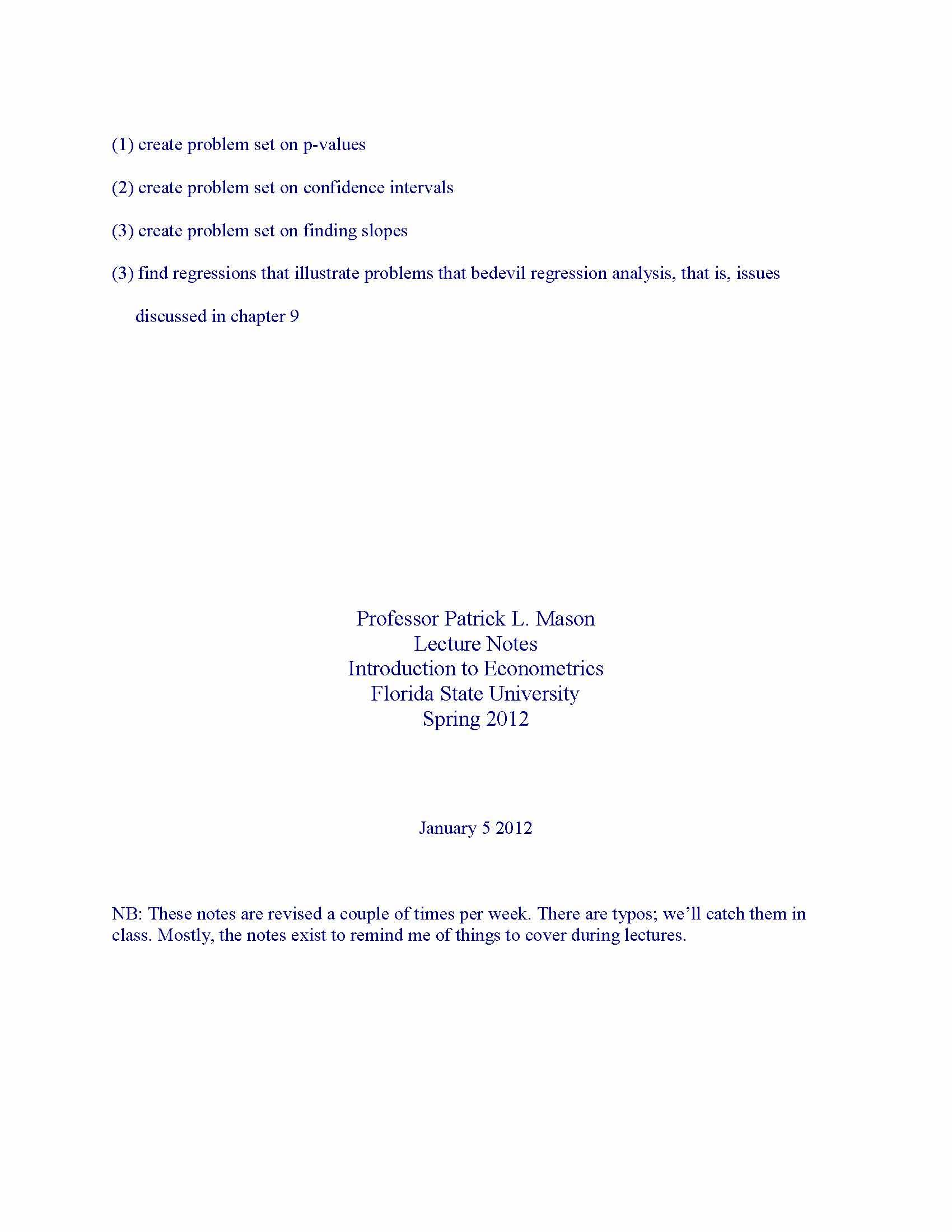 INTRO TO ECONOMETRIC