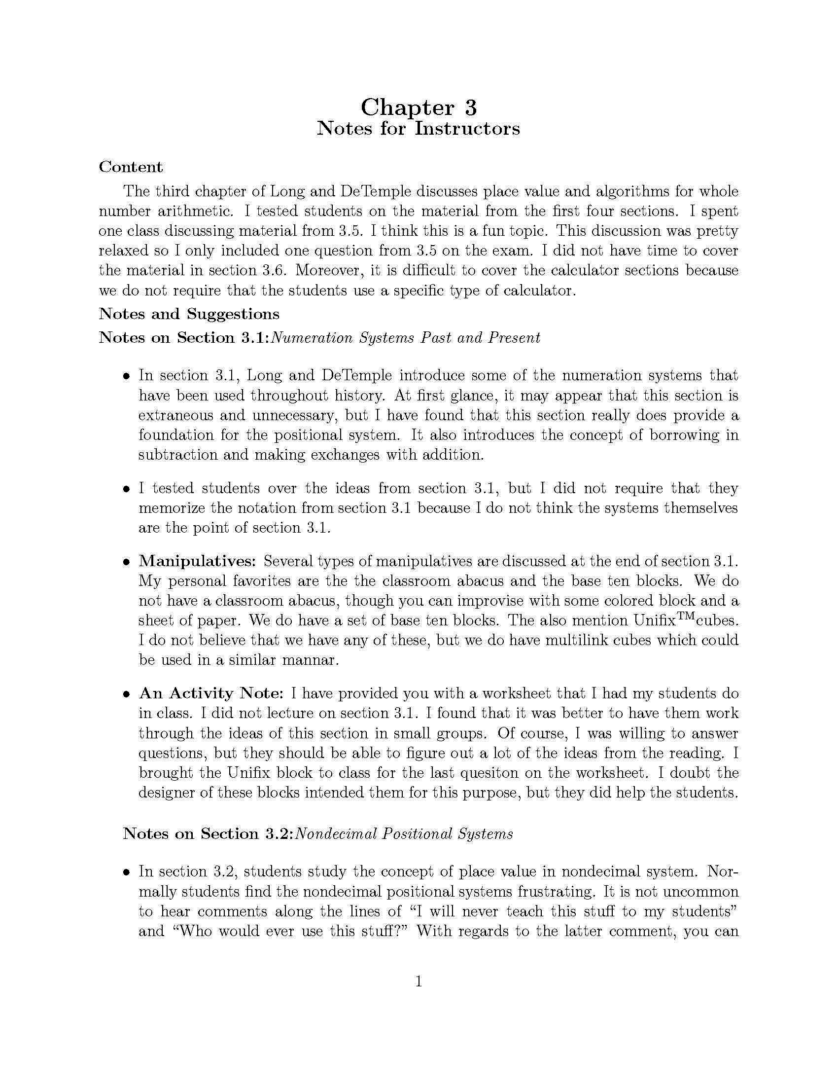 MATH FOR ELEM TEACHERS