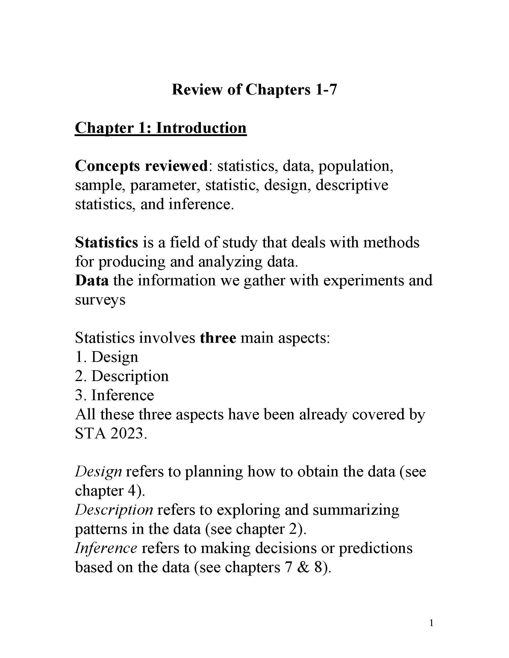 INTRO TO STATISTICS 1