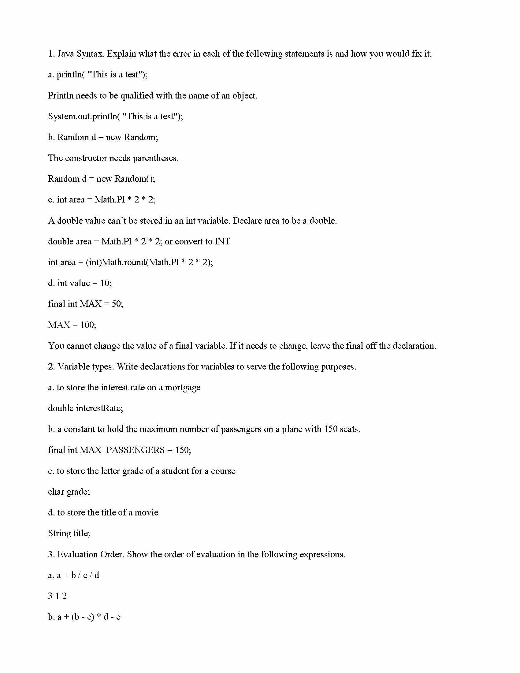 Introduction to Computer Science I