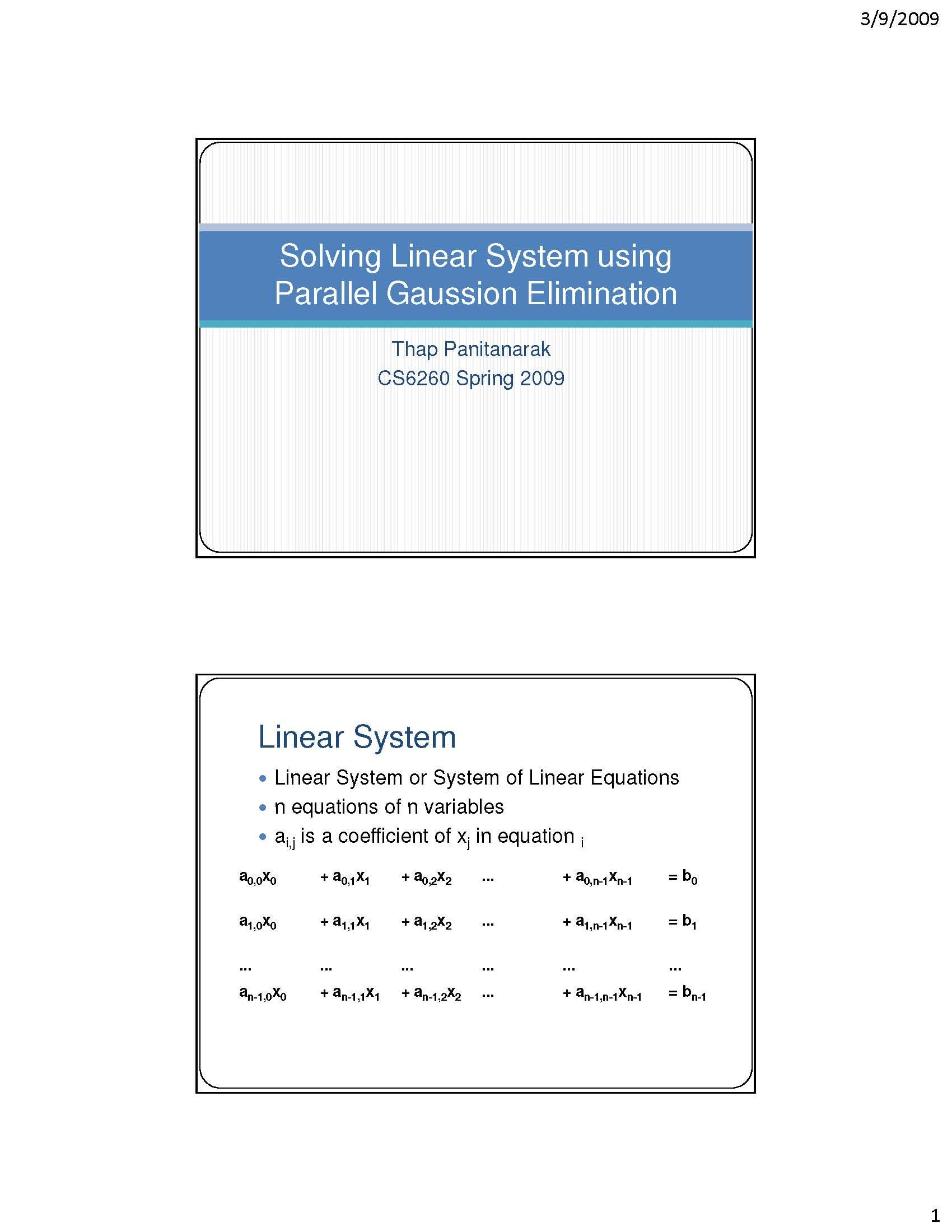 Parallel Computations II