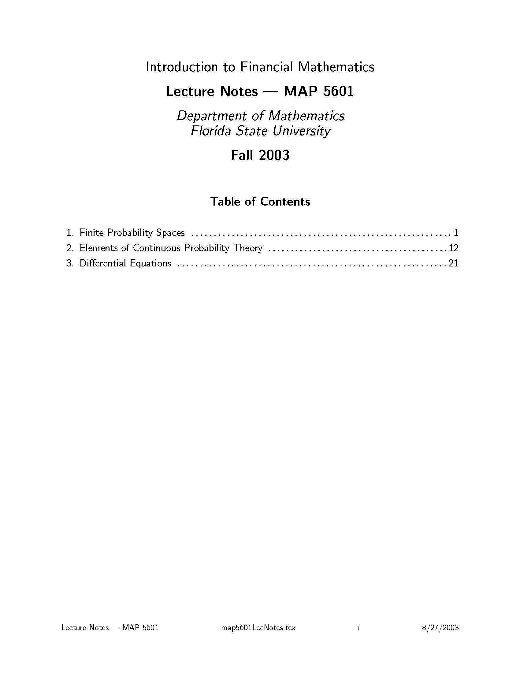 INTRO FINANCIAL MATH