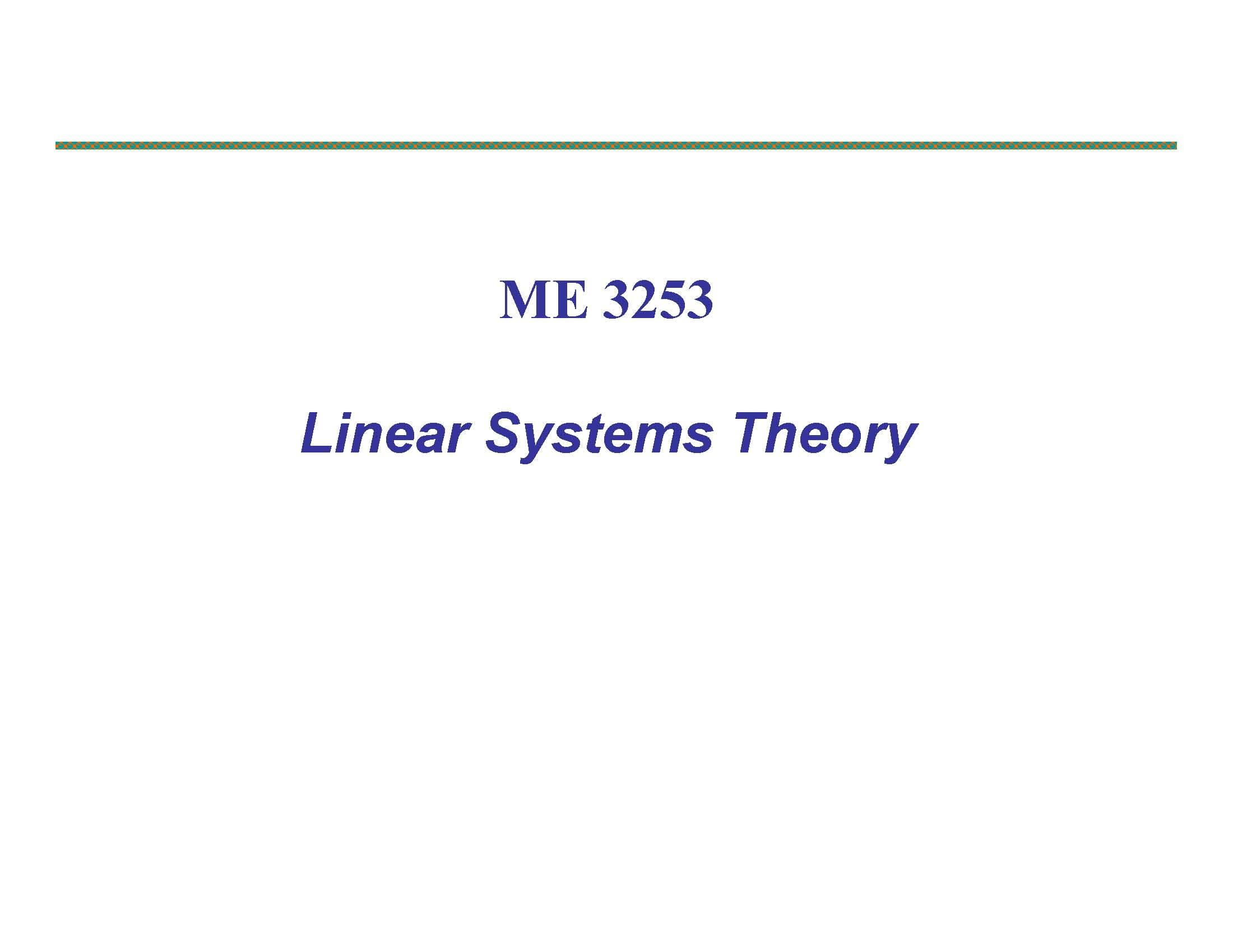 Linear Systems Theory