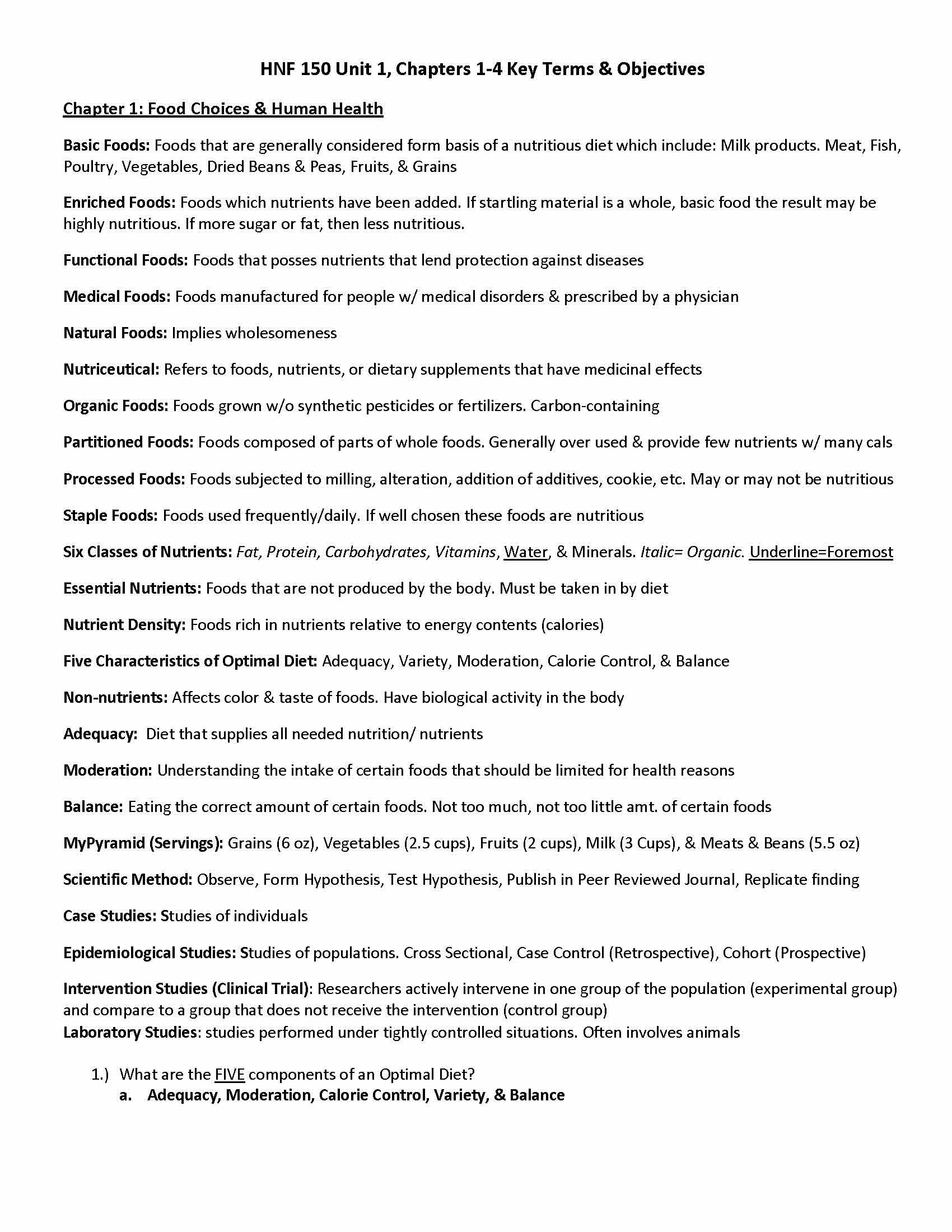 Intro To Human Nutrition