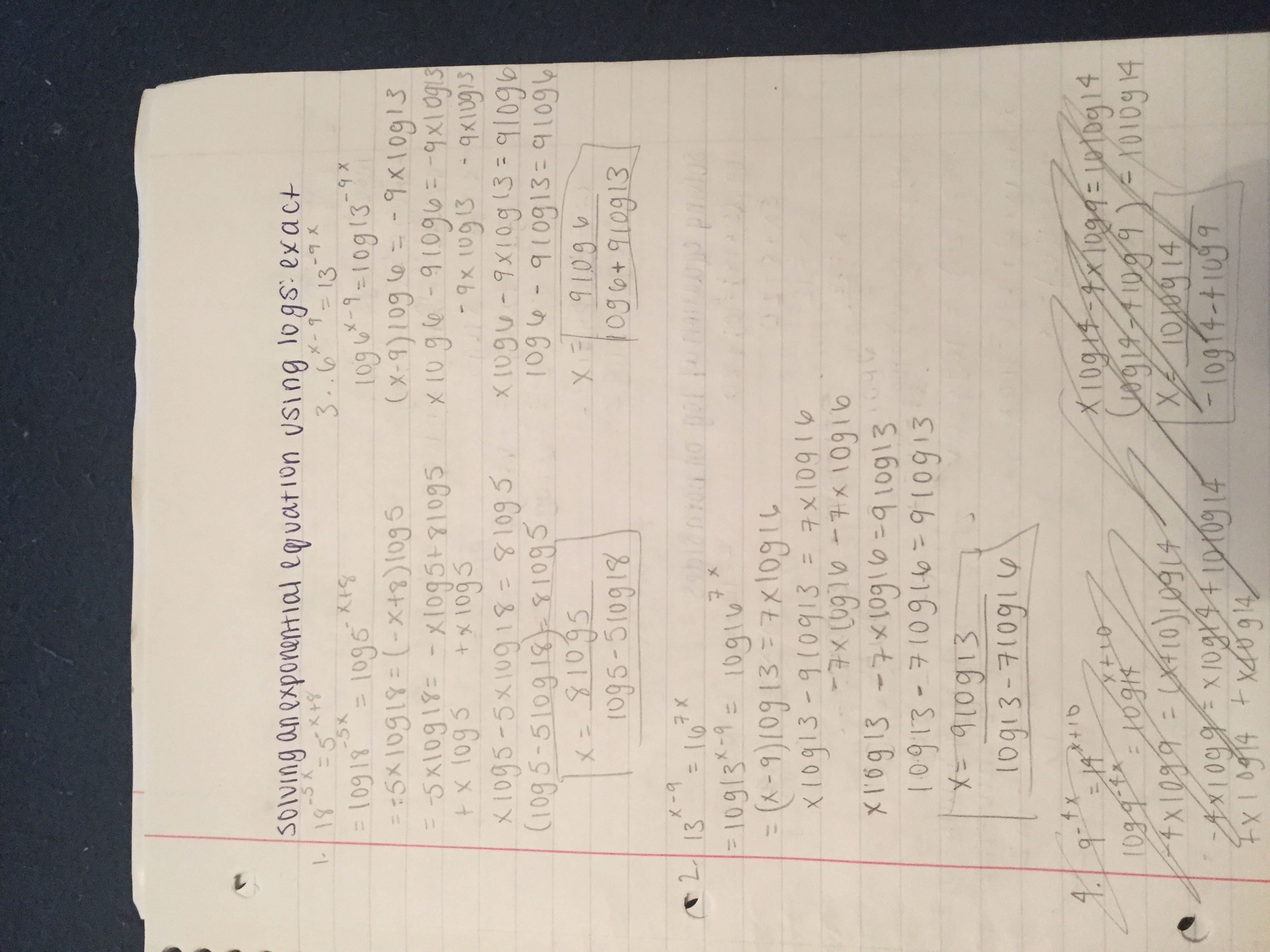 Solving an equation using logarithms