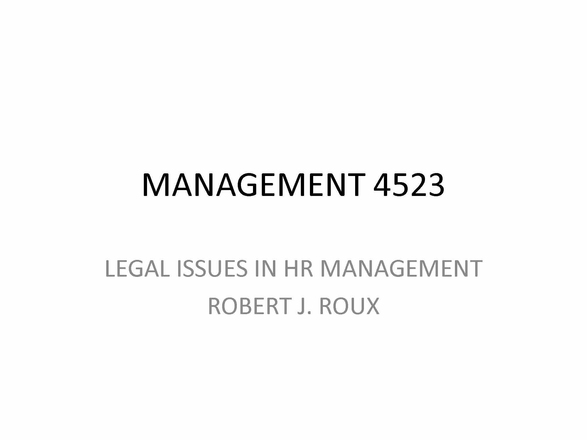 LEGAL ISS HUM RES MG