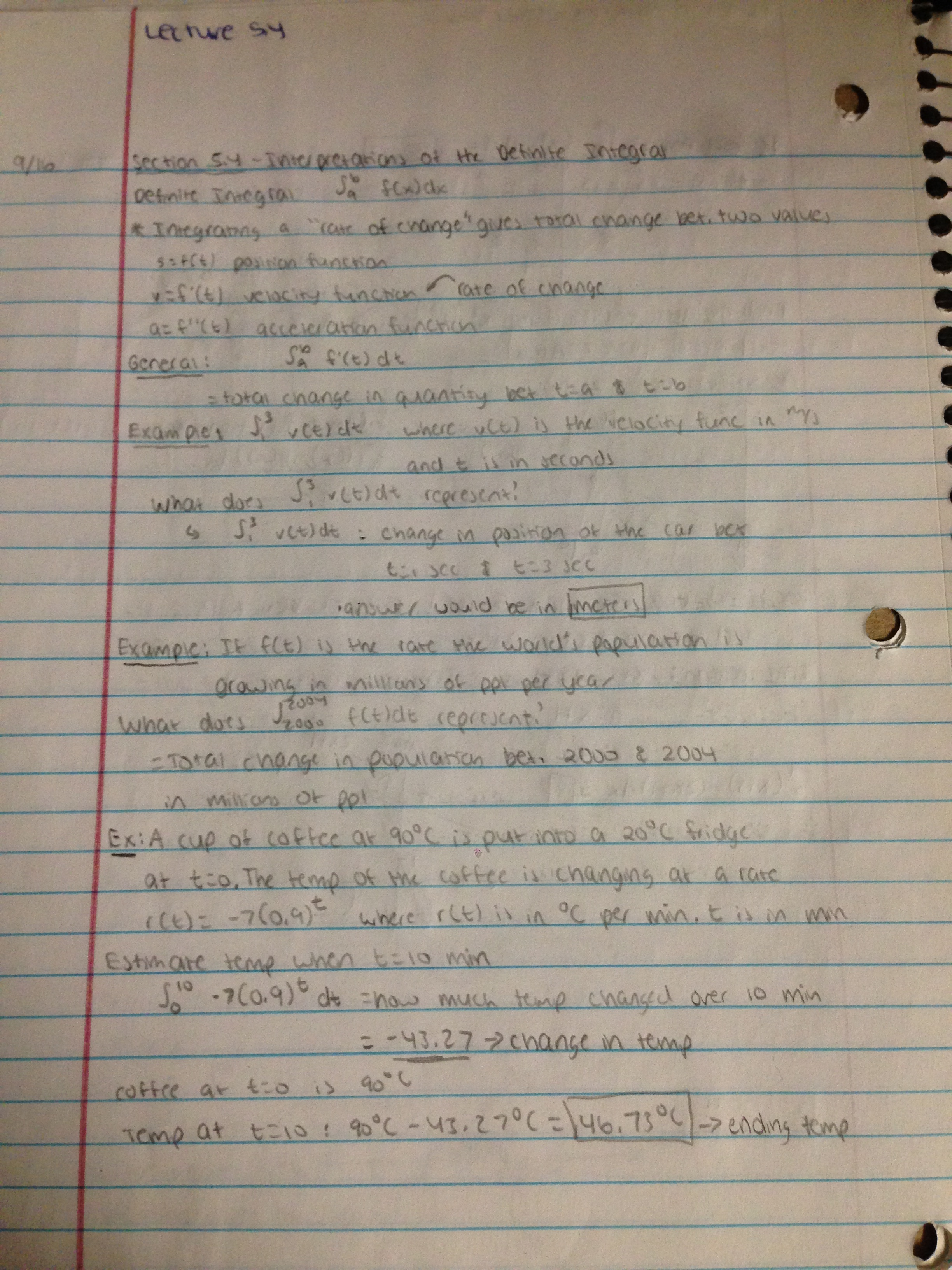 Section 5.4 - Interpretations of the Definite Integral