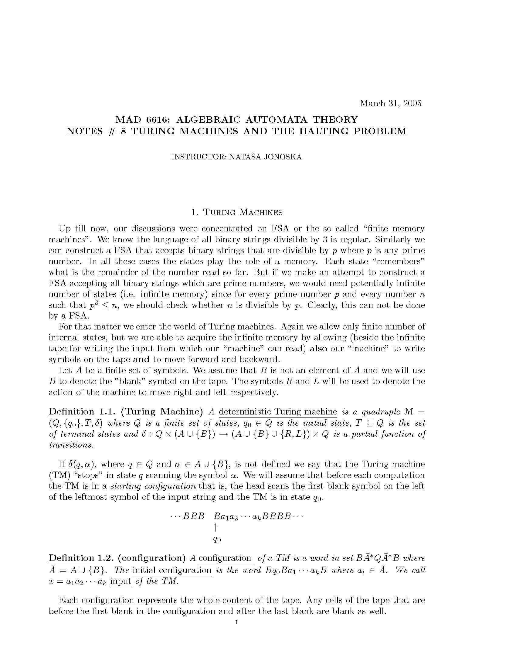Algebraic Automata Theory