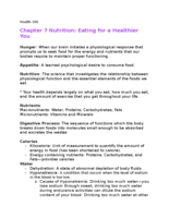 Chapter 7 notes- Nutrition: Eating for a Healthier You