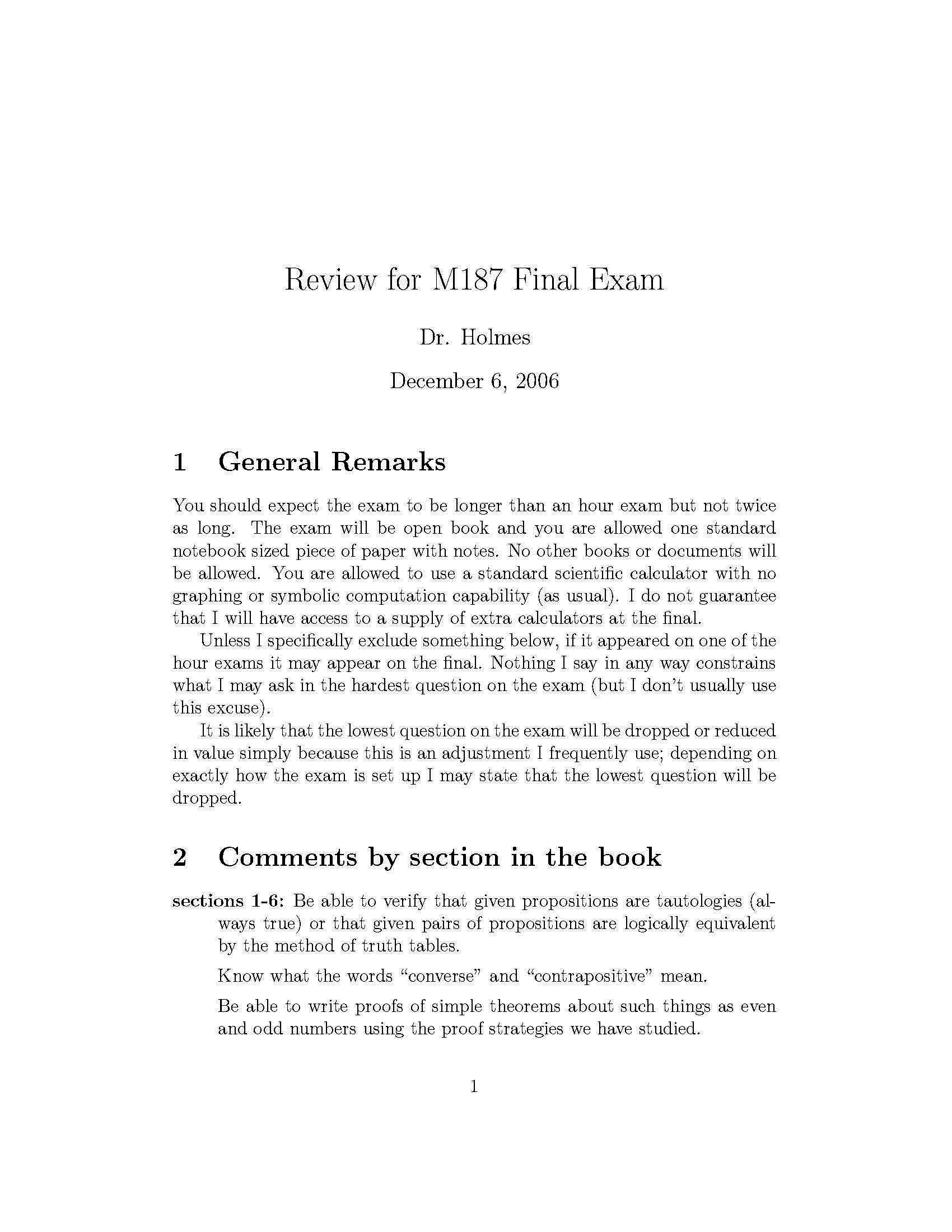 Discrete and Foundational Mathematics I