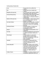 Study Guide: ANTH 114 - 004 Intro to Cultural Anthropology by Professor Lowry Justin Patrick