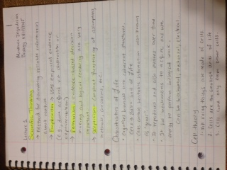 Biology Lectures 1 & 2 notes