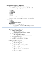 Chapter 1: Overview of Marketing