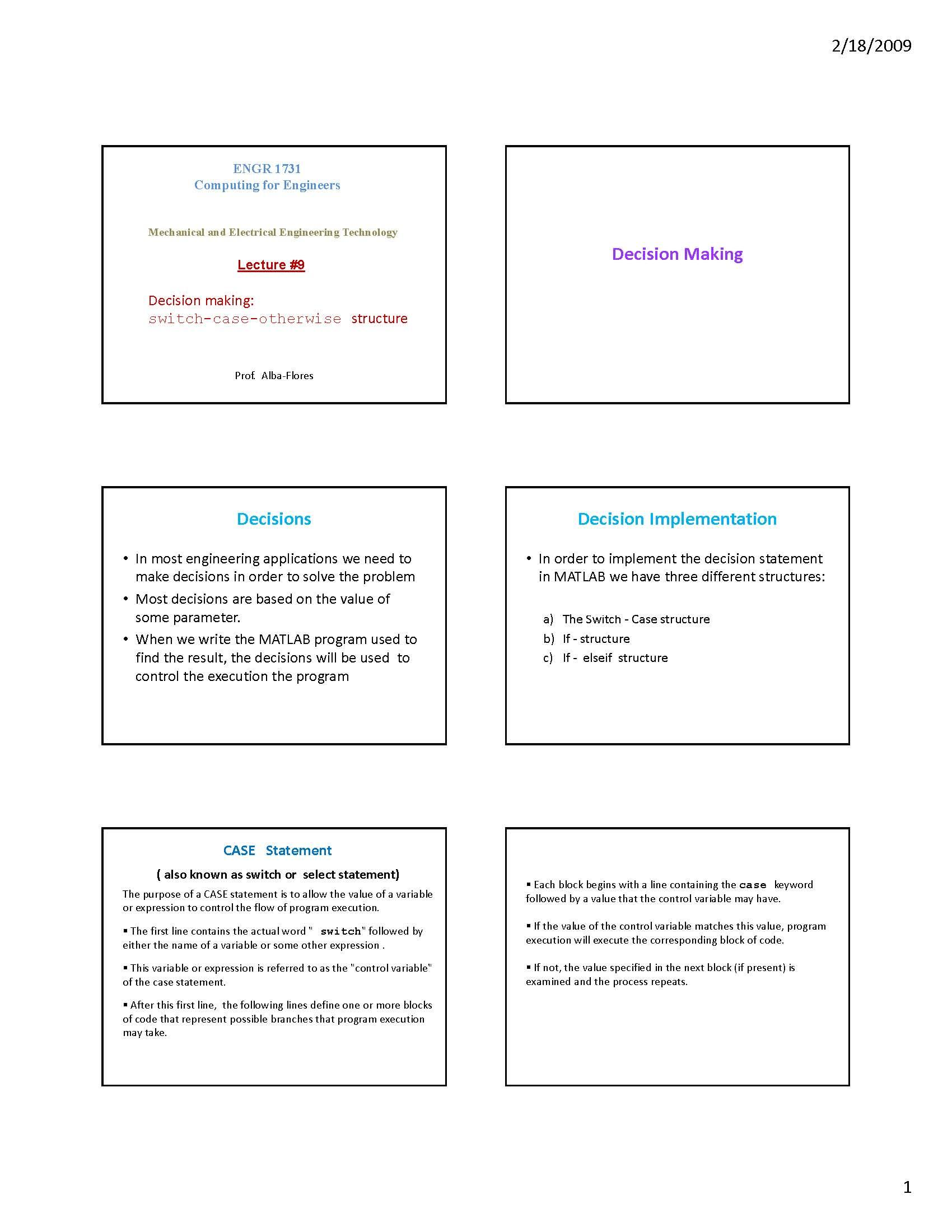 Computing for Engineers