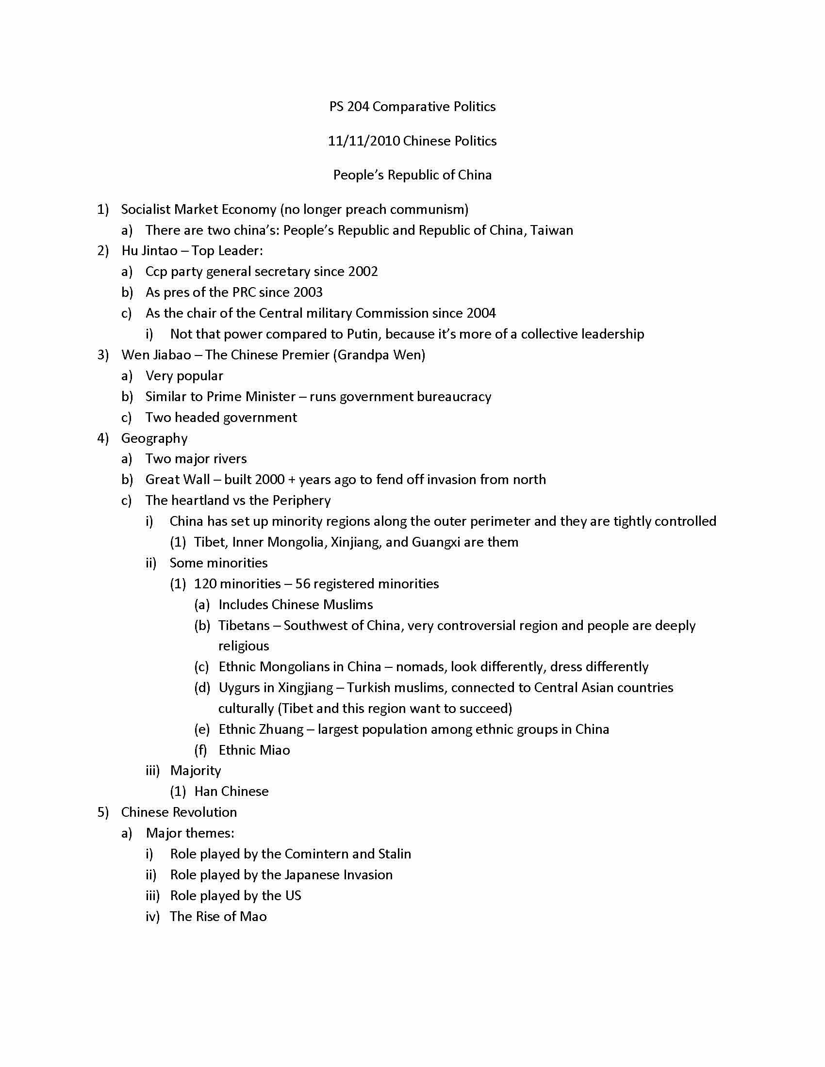 INTRODUCTION TO COMPARATIVE POLITICS