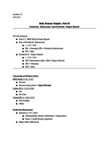 Lecture 10: Holy Roman Empire