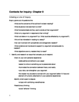 Contexts for Inquiry Chapter 9 Notes