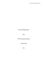 PSY 390 Classical+Conditioning+Paper Week 4 Ind. Paper