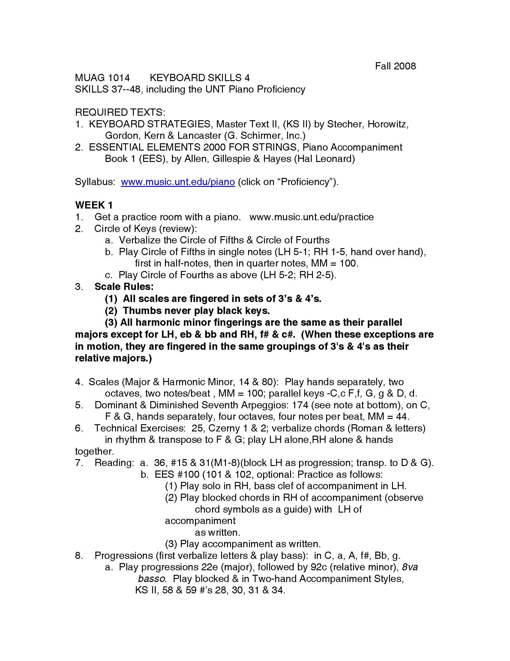 Keyboard Skills for Music Majors