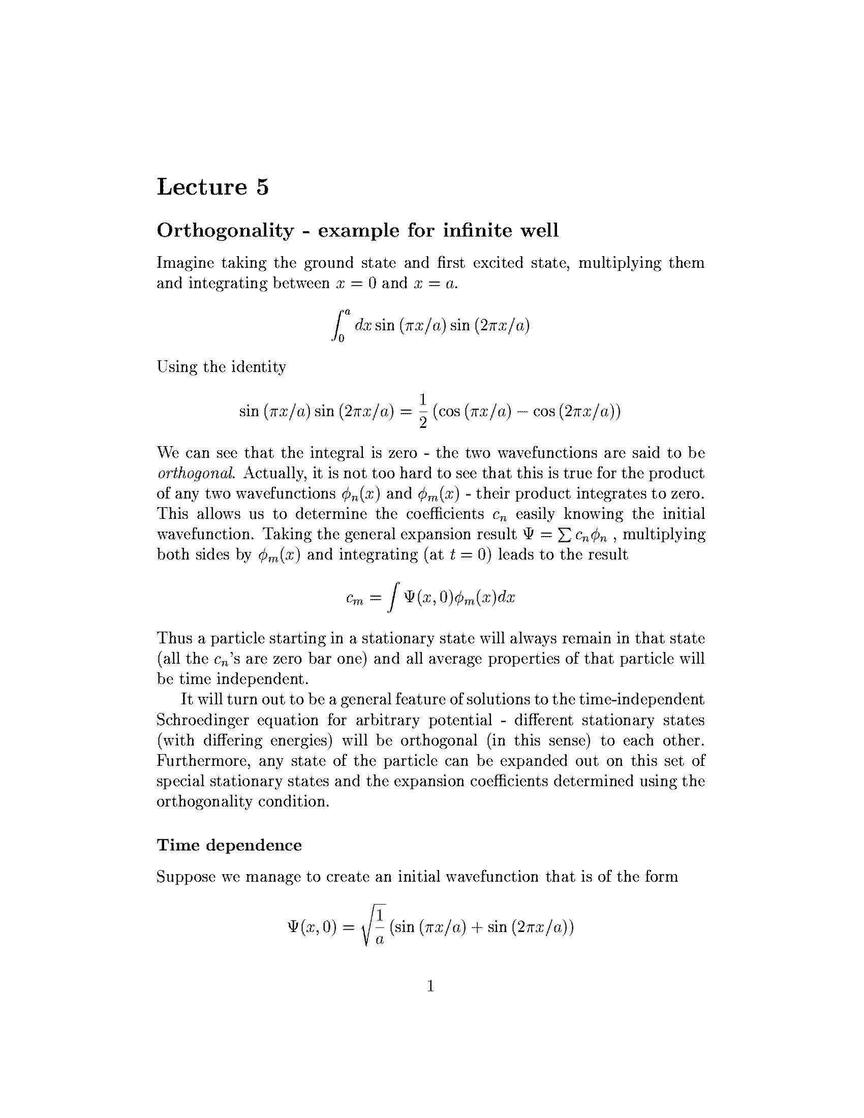 Introduction to Quantum Mechanics I