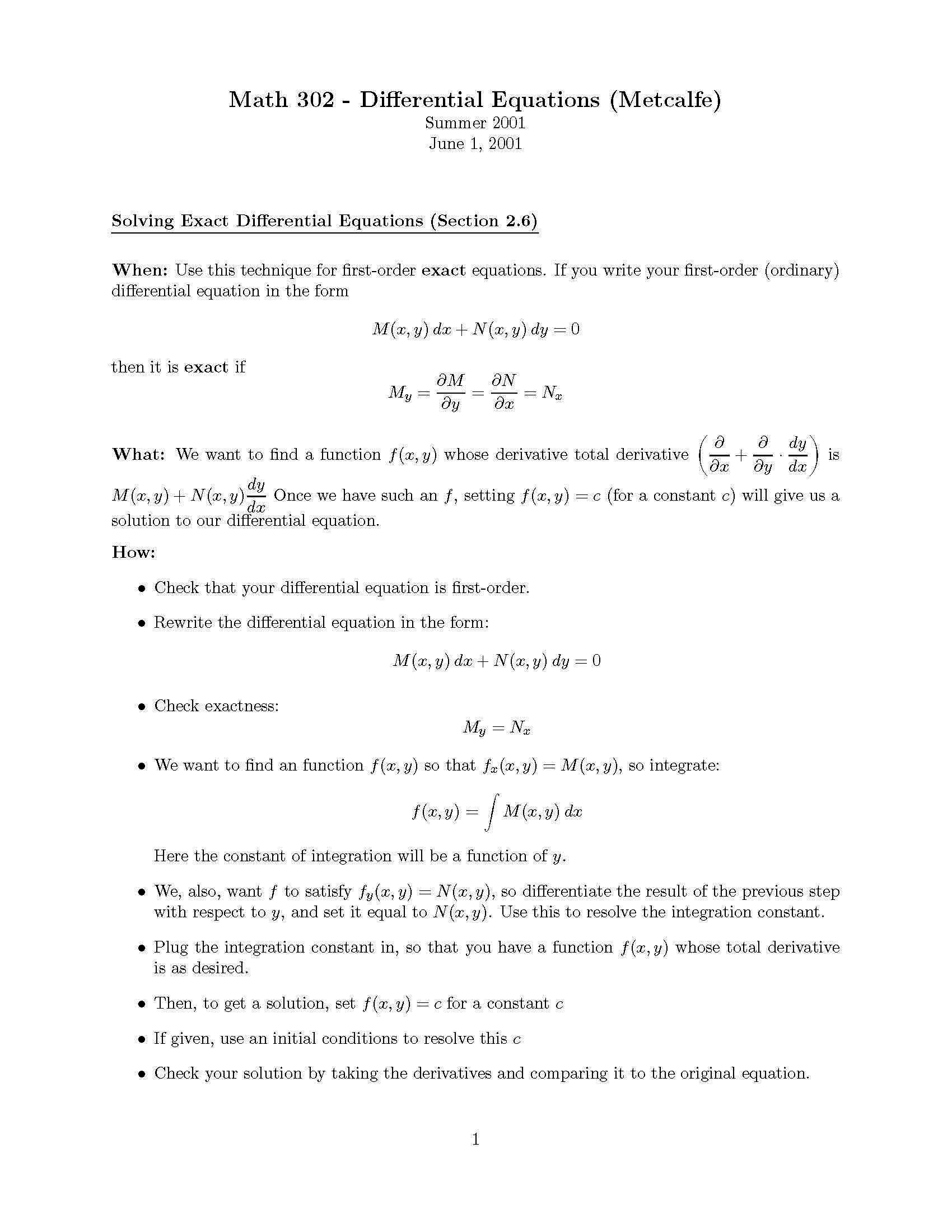 First Course in Differential Equations
