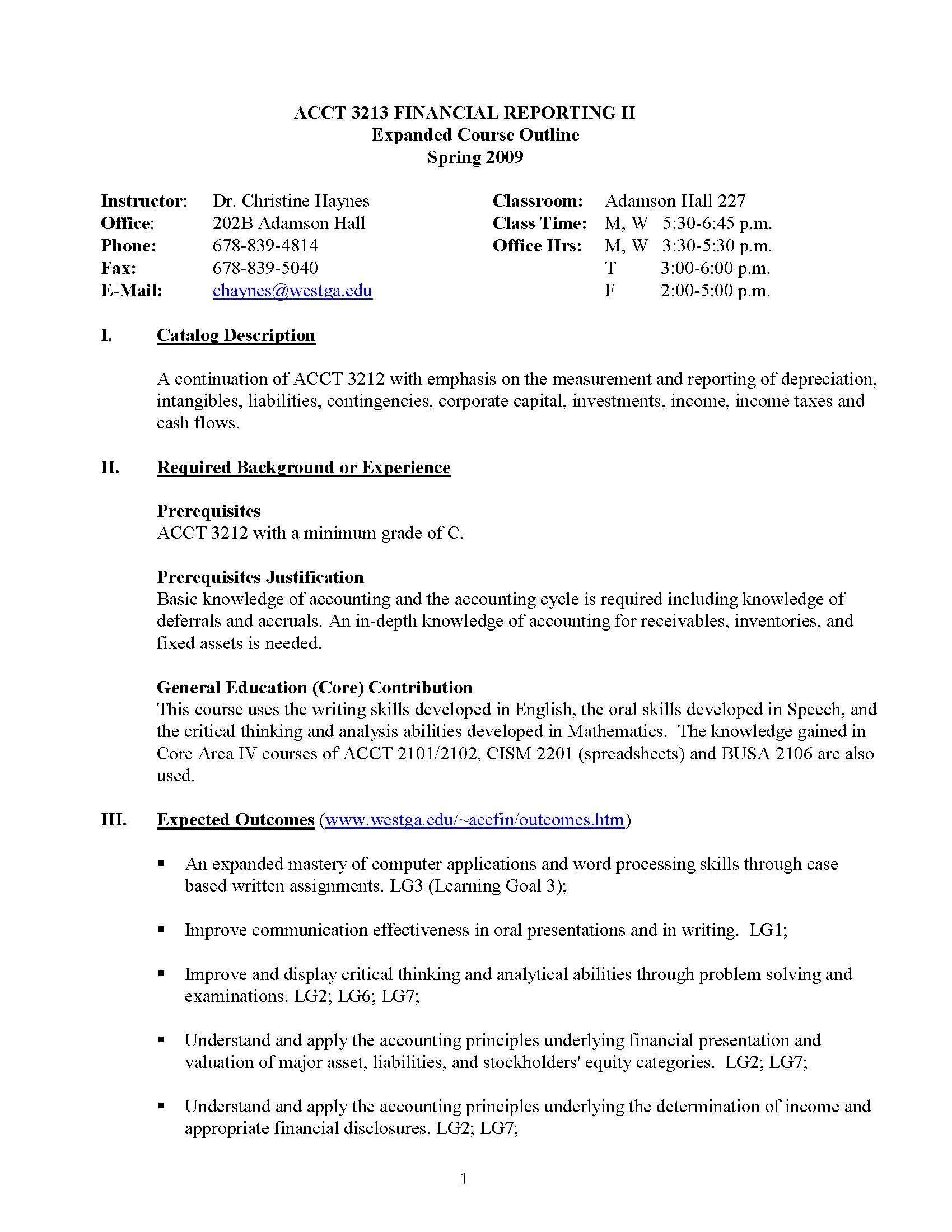 Financial Reporting II