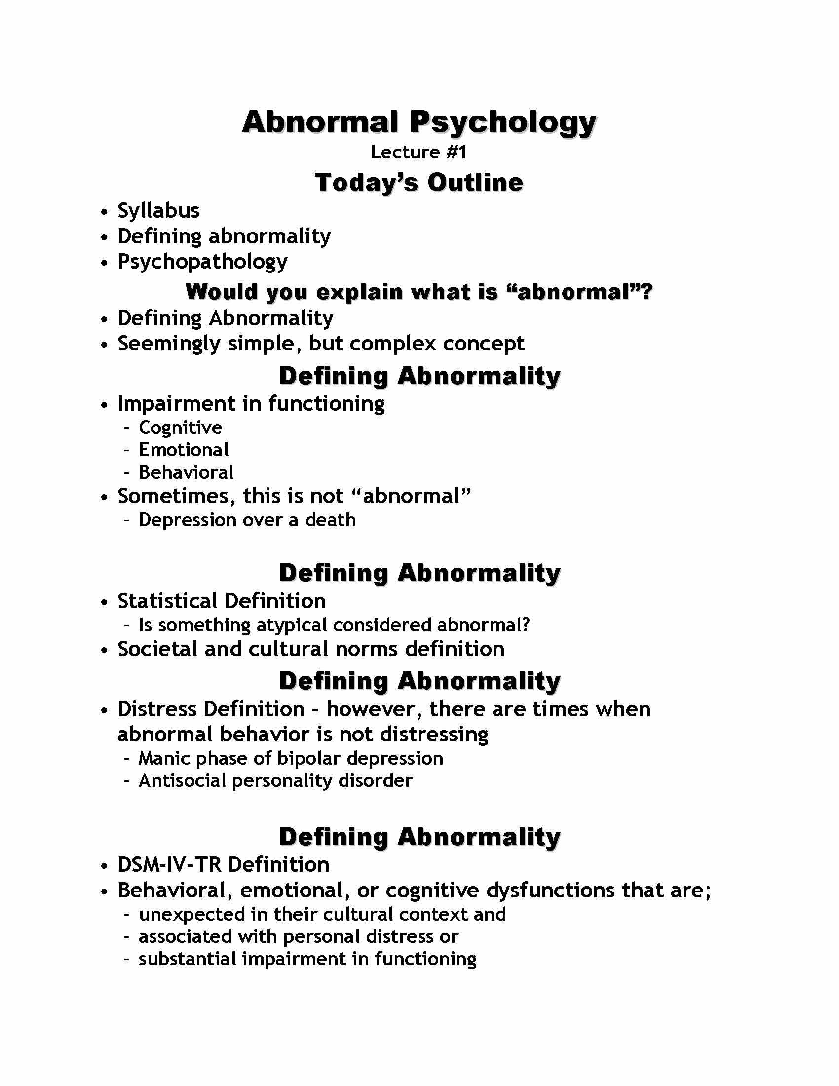 Abnormal Psychology