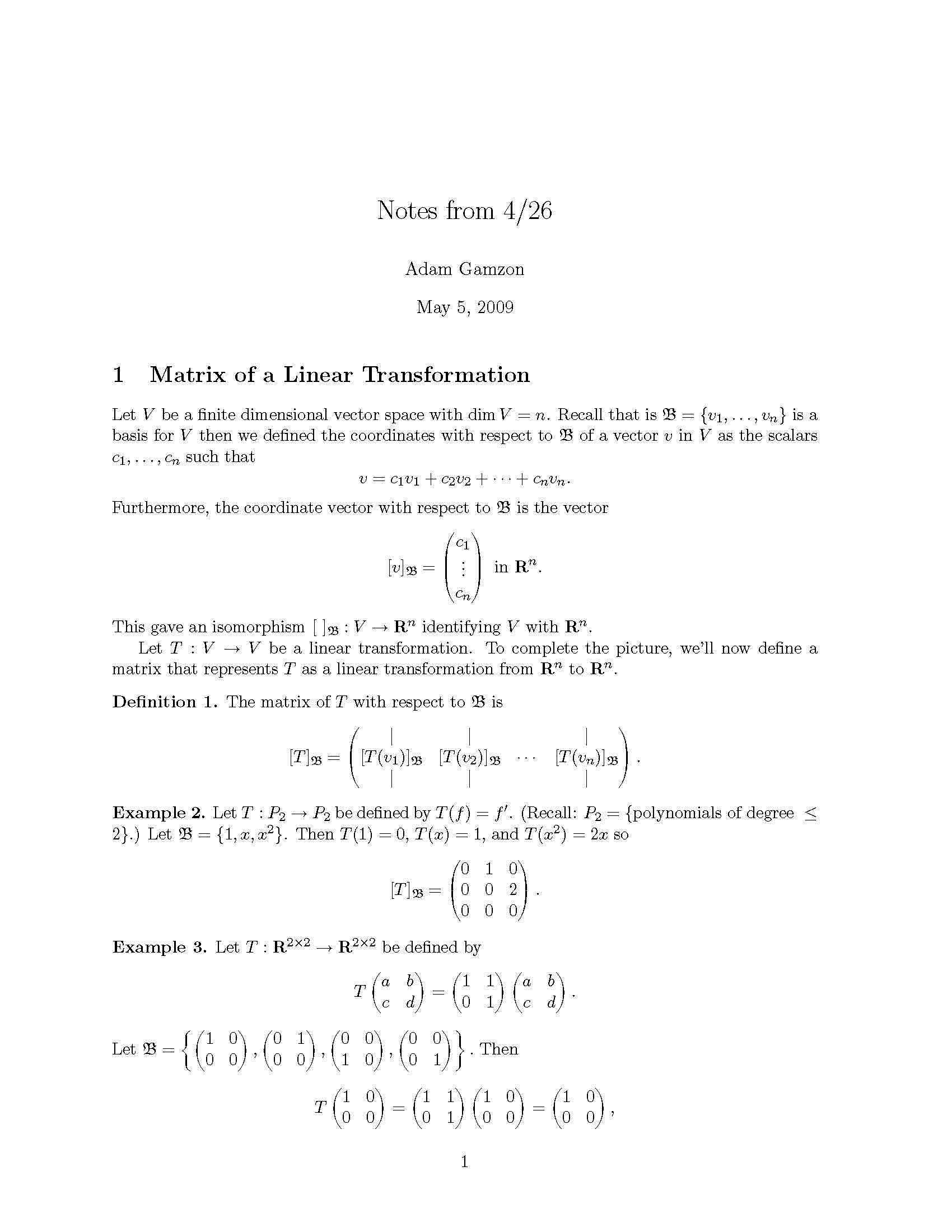Intro Linear Algebra