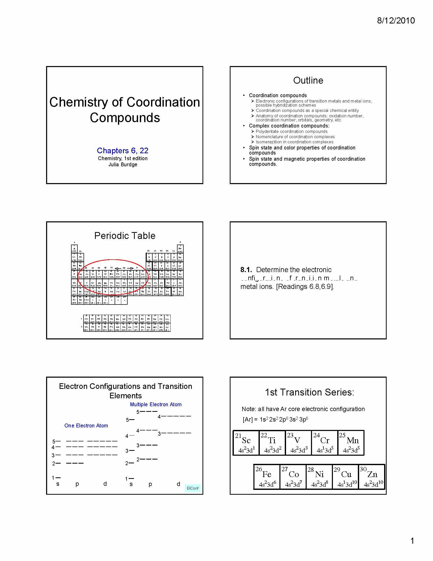 General Chemistry (Continued)