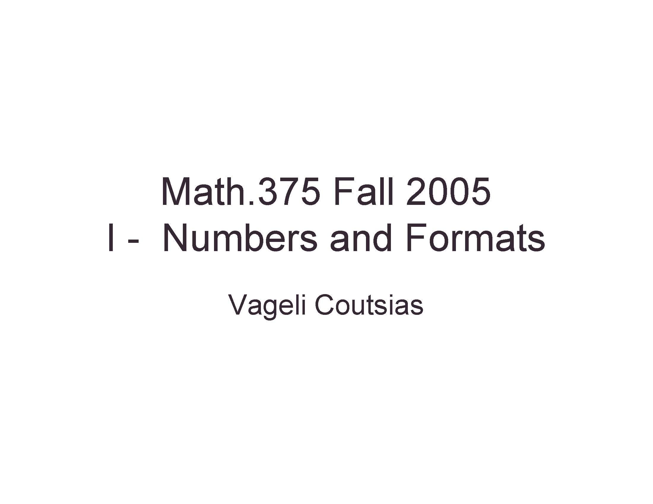 Introduction to Numerical Computing