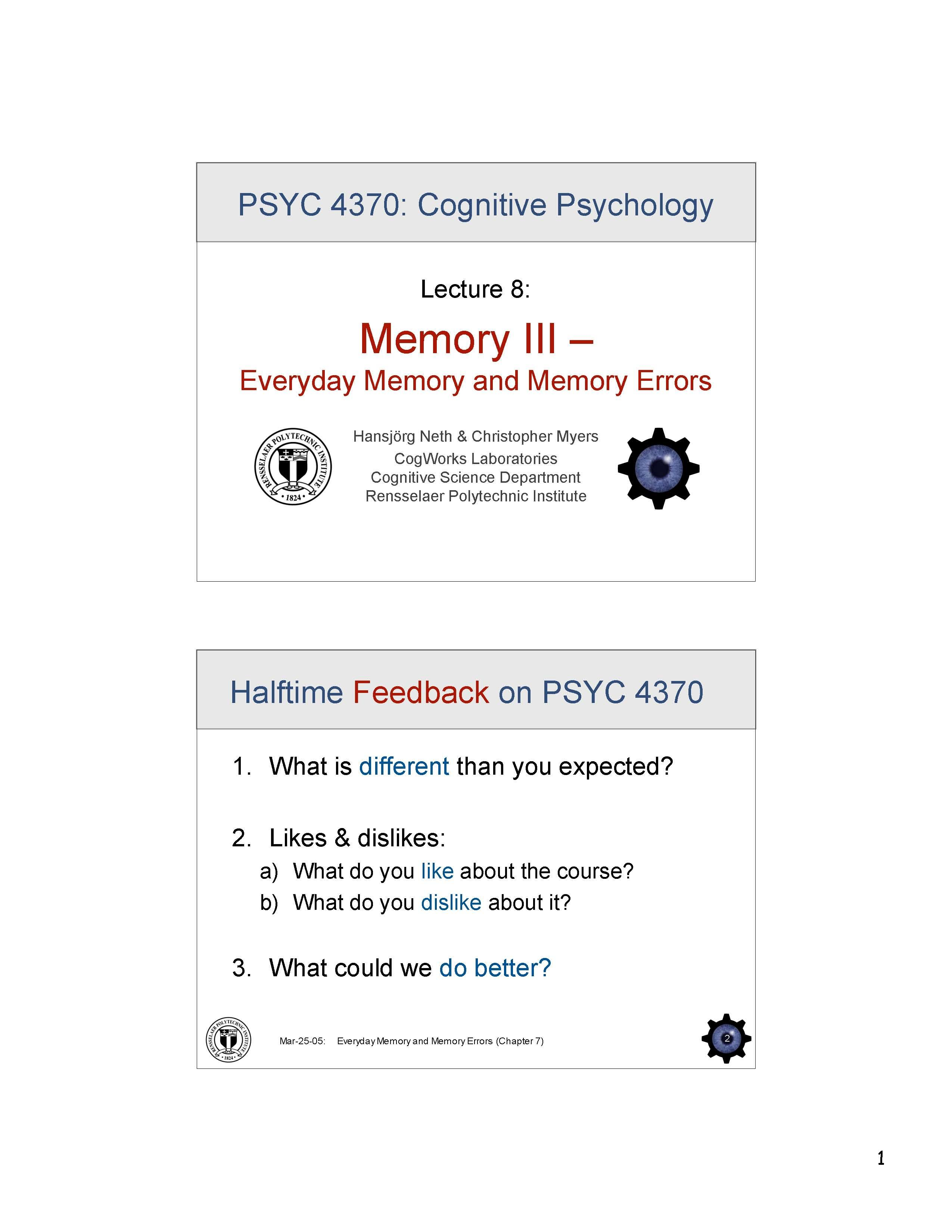 COGNITIVE PSYCHOLOGY
