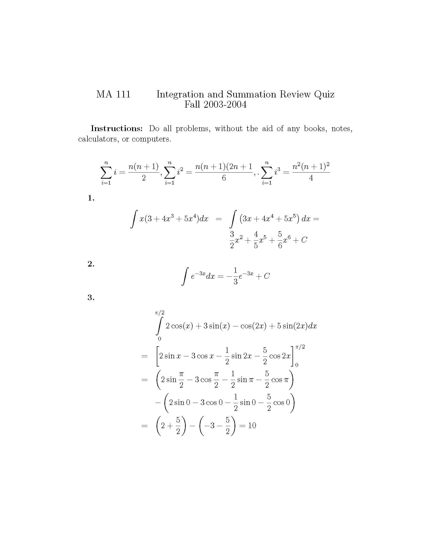 Calculus I