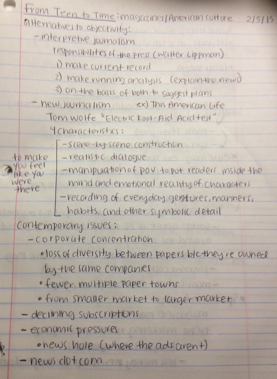 Mass Communications Thursday lecture notes 2/6