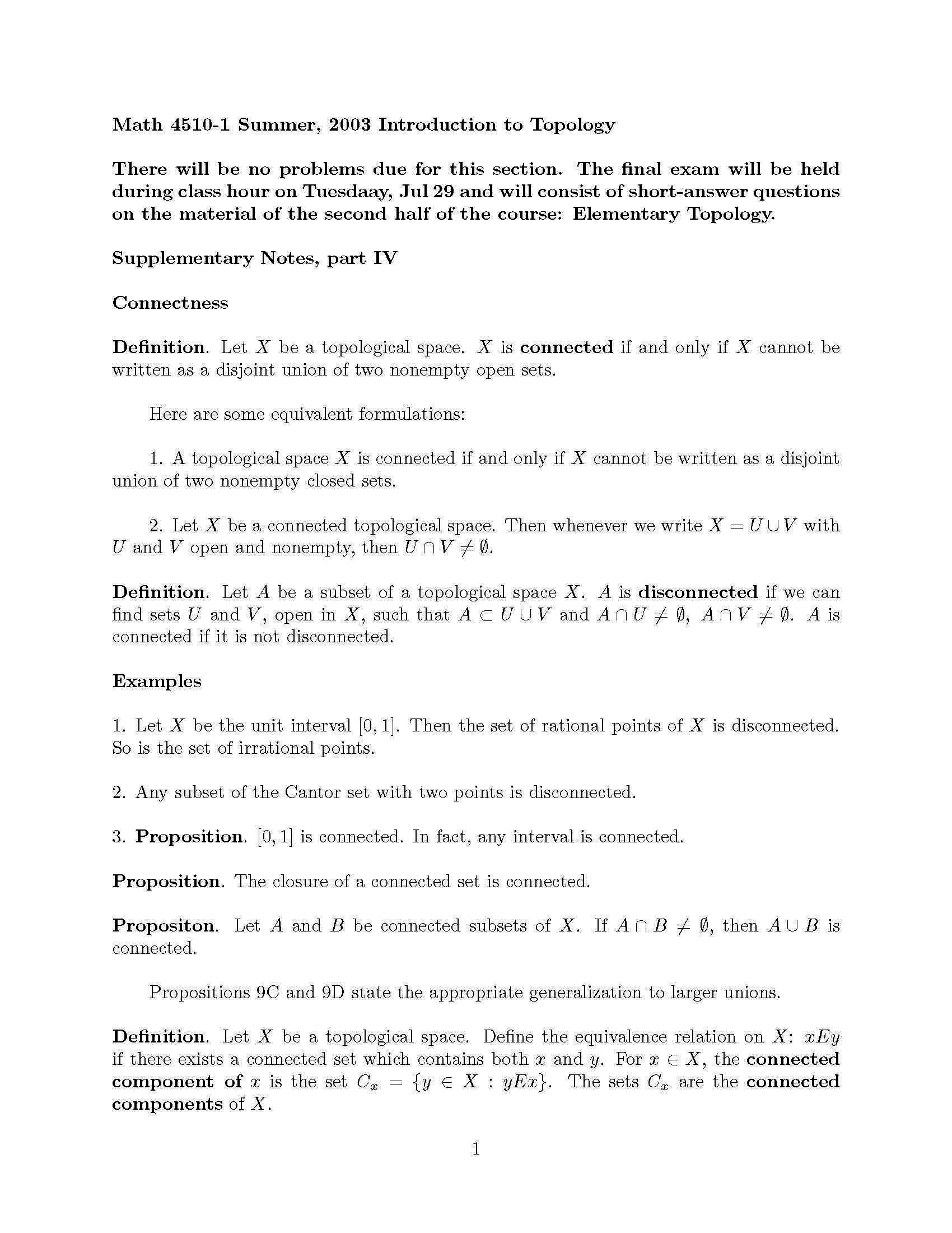 Intro Topology & Geom