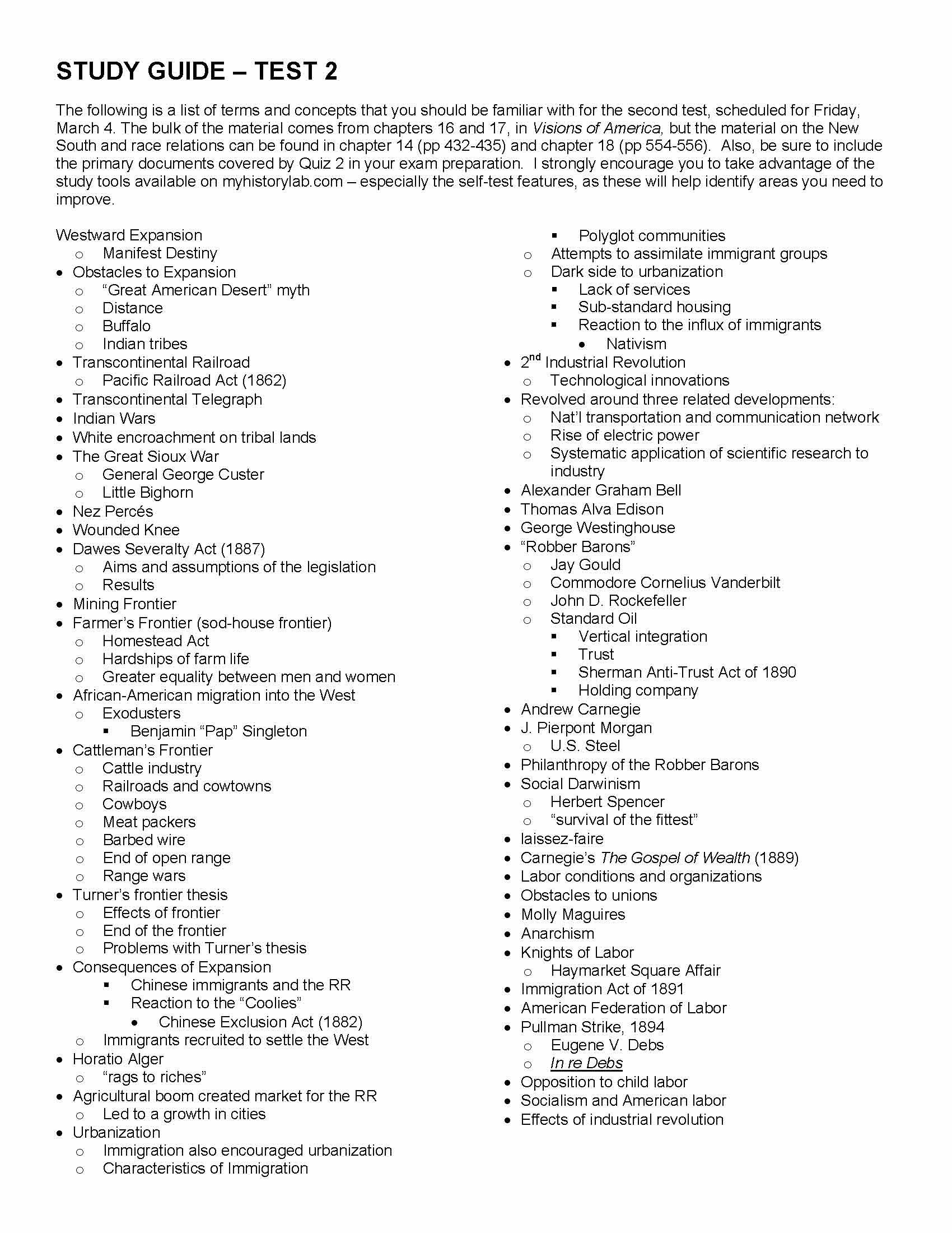 U S History II (since 1865)