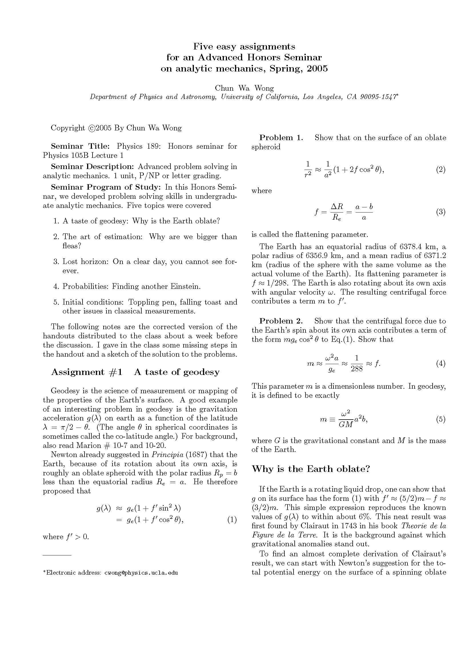 Analytic Mechanics