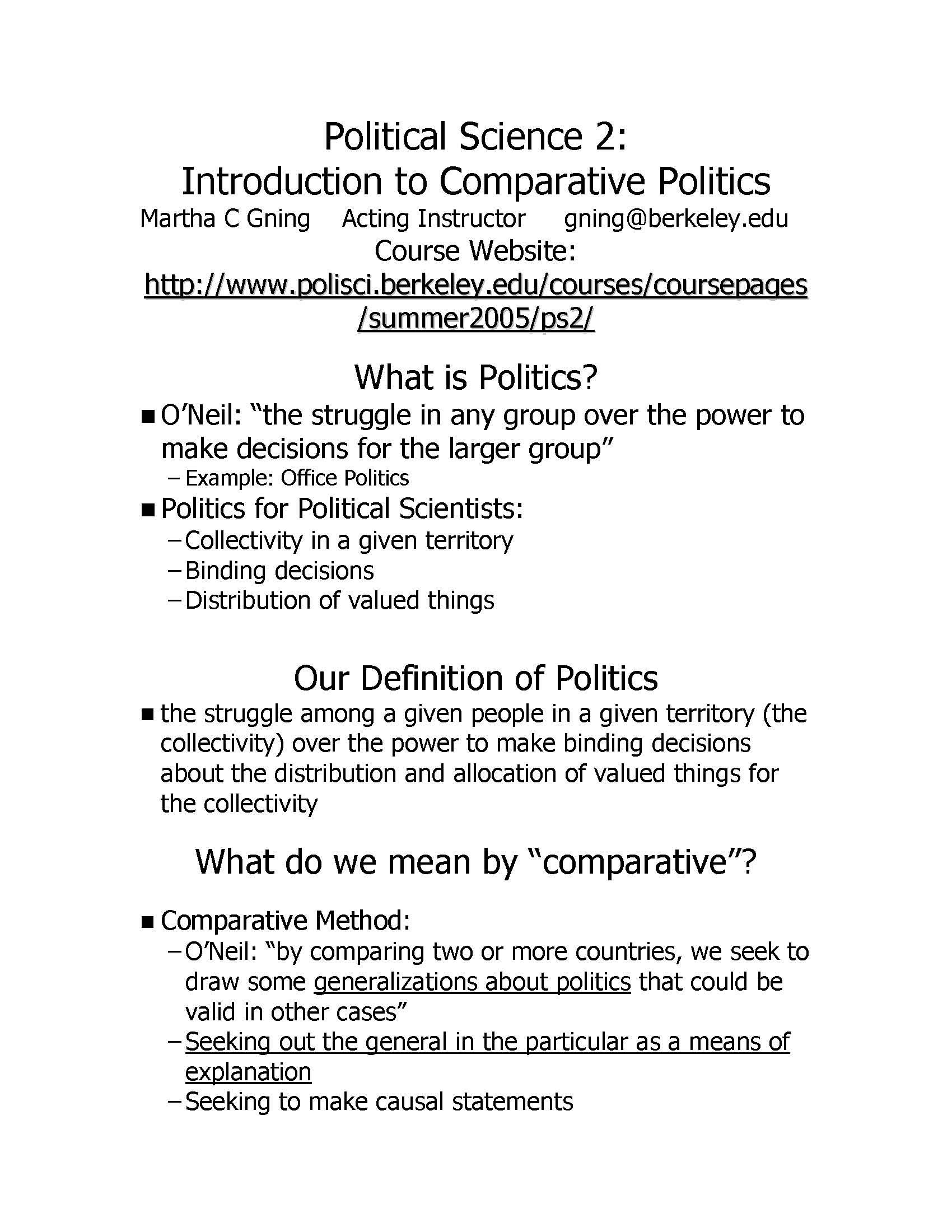Introduction to Comparative Politics
