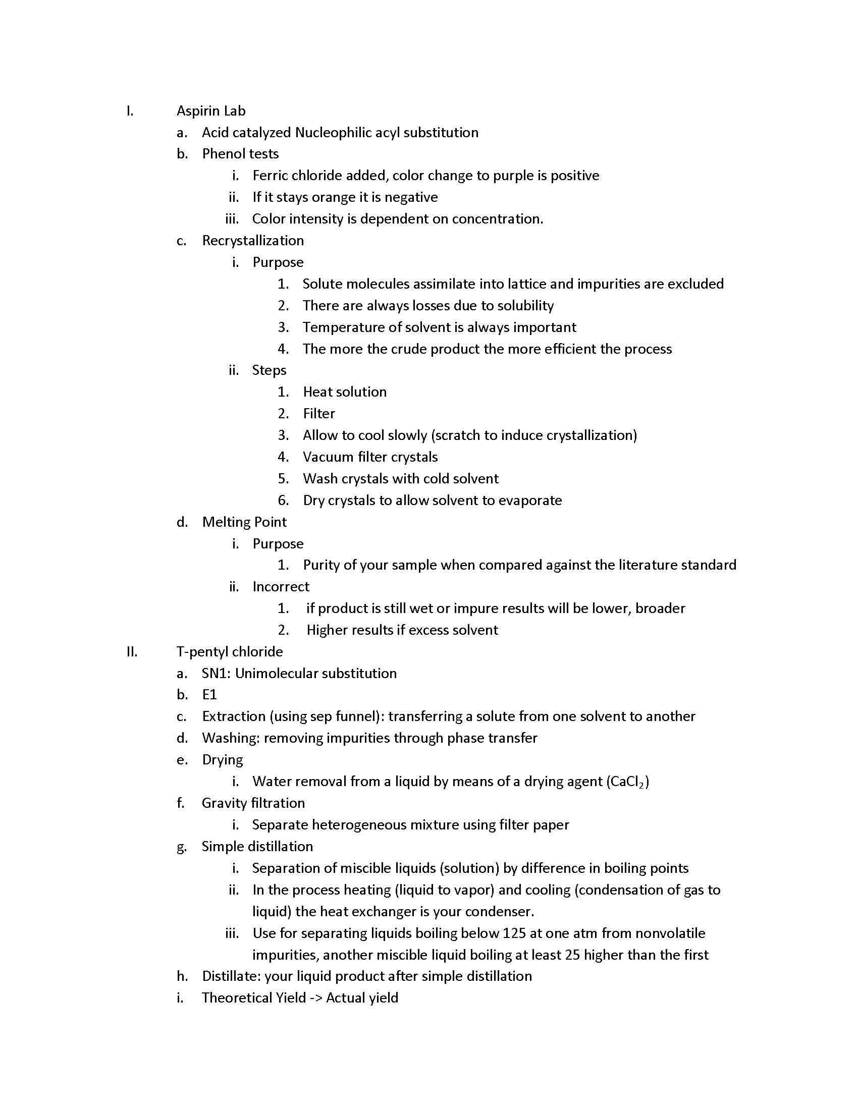 Organic Laboratory Techniques I