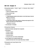 Chapter 10 Photosynthesis Notes