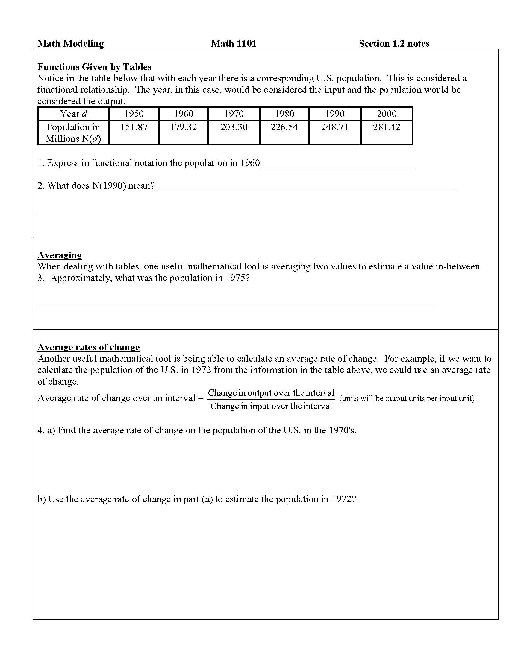 Intro to Mathematical Modeling