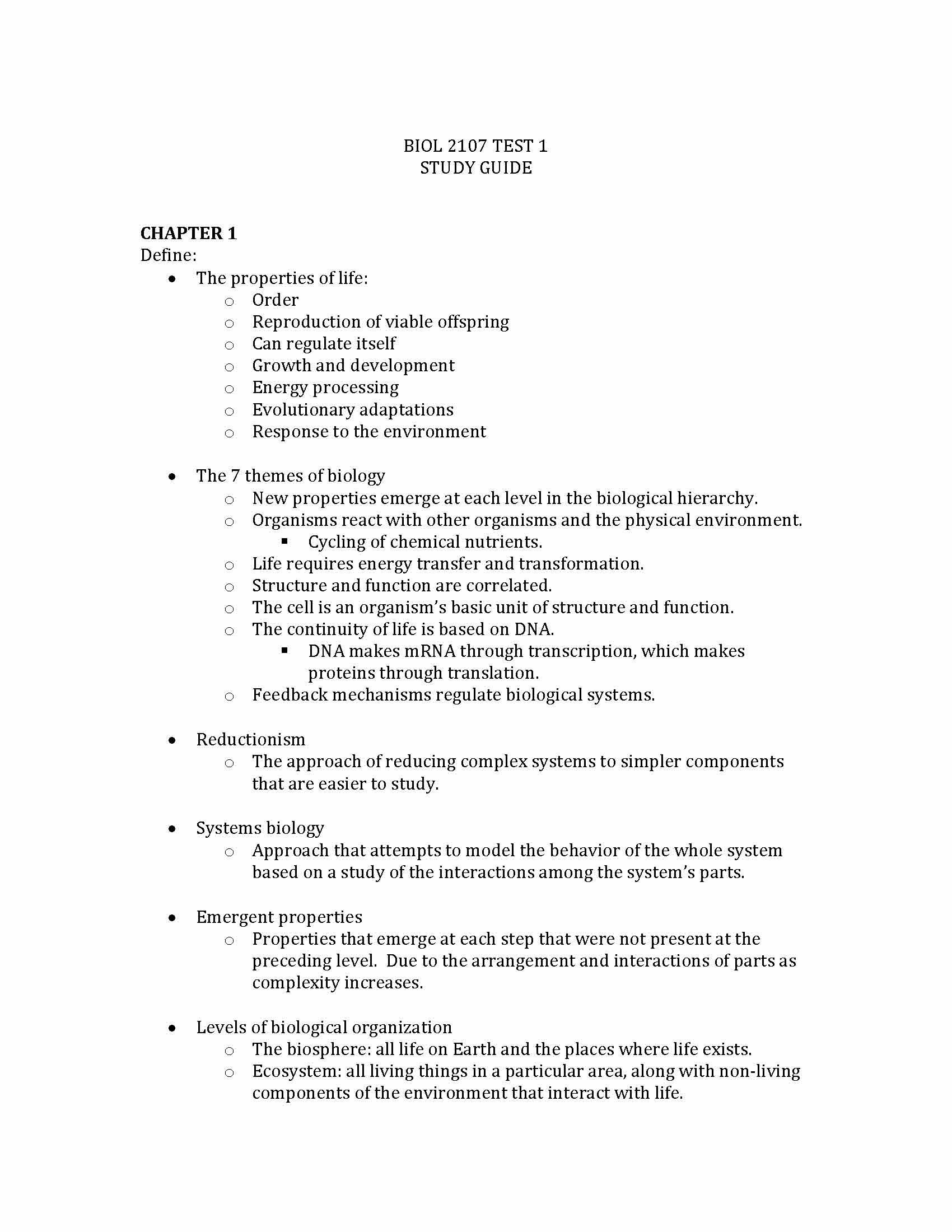 Principles of Biology I